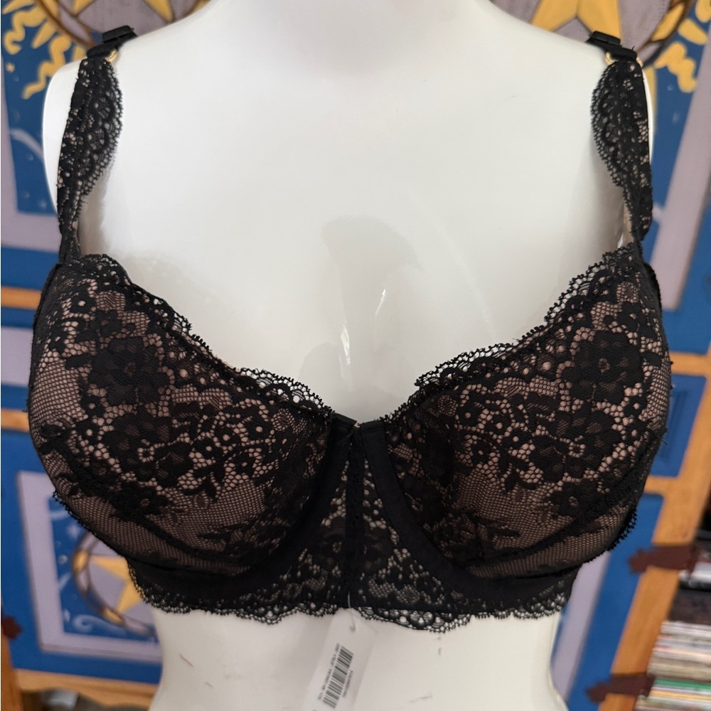 Adore Me Black Floral Lace Bra